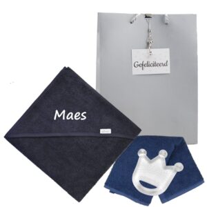Badcape navy blue met naam