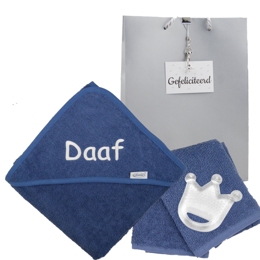 Badcape silk blue met naam