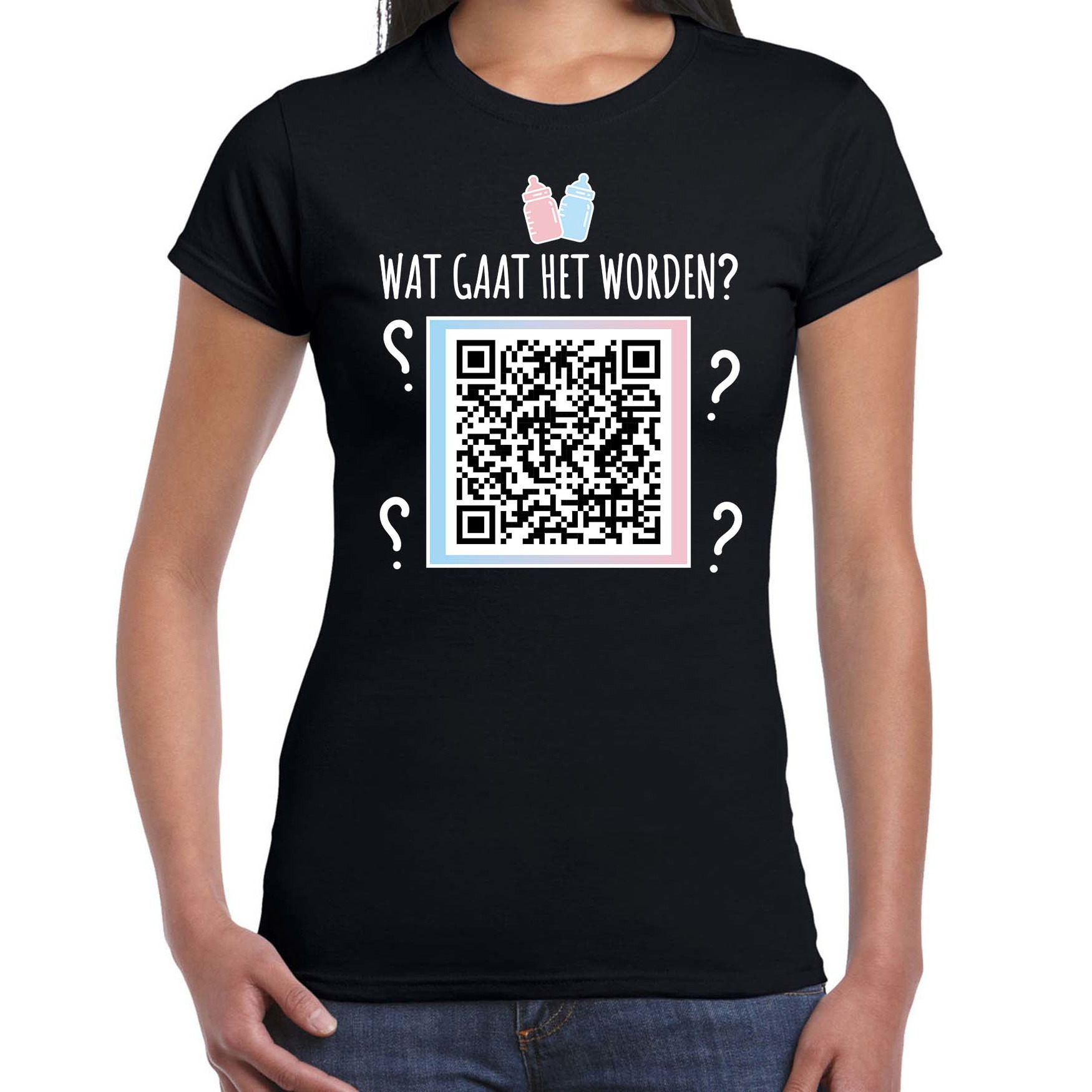 QR code gender reveal dames t-shirt (meisje)