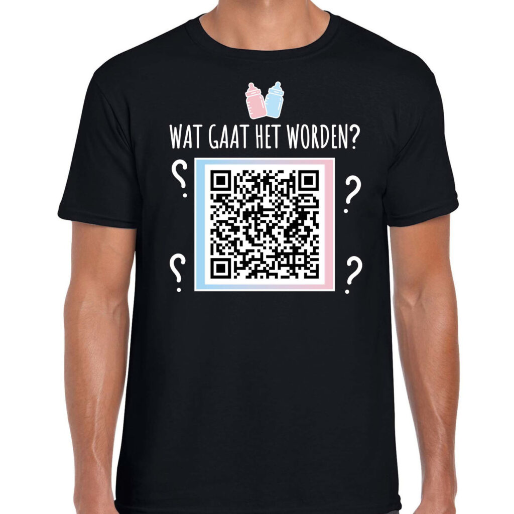 QR code gender reveal heren t-shirt (meisje)